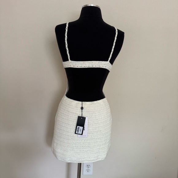 Tiger Mist Tory White Crochet Mini Dress Size Small - Picture 4 of 7